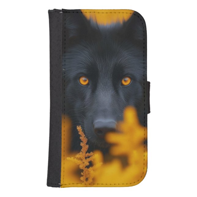 Black Dog with Stunning Gold Eyes Samsung Galaxy Wallet Case (Front)