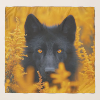 Black Dog with Stunning Gold Eyes Scarf