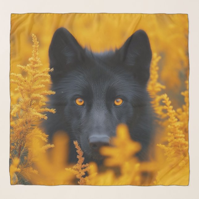 Black Dog with Stunning Gold Eyes Scarf (Front)