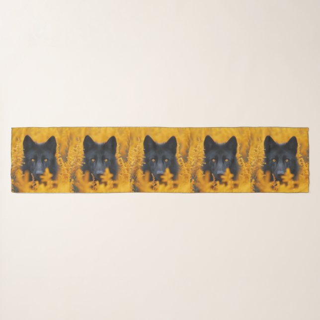 Black Dog with Stunning Gold Eyes Scarf (Front (Horizontal))