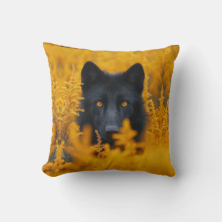 Black Dog with Stunning Gold Eyes Throw Pillow
