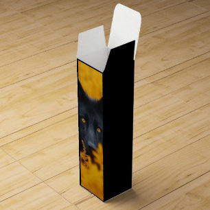 Black Dog with Stunning Gold Eyes Wine Box