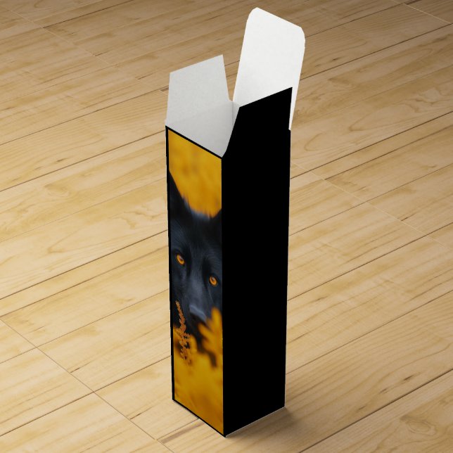 Black Dog with Stunning Gold Eyes Wine Box (Opened)