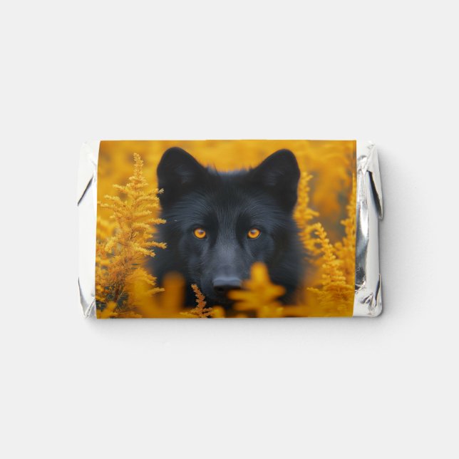 Black Dog Wolf w/ Stunning Gold Eyes Hershey's Miniatures (Front)