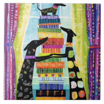Black Dogs Balancing Book Tower Stack