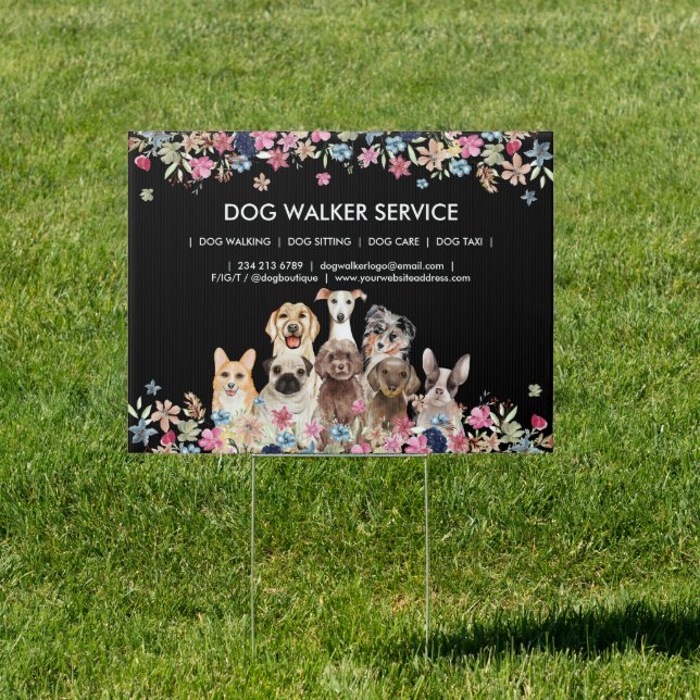 Black Dogs Breeds Cute Puppies Pet Sign (Insitu)