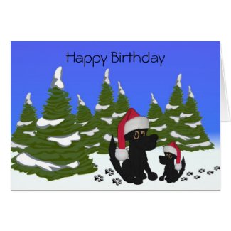 Black Dogs Christmas Birthday Card