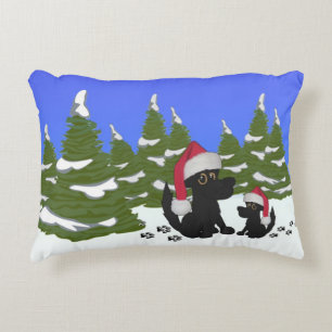 Black Dogs Christmas Decorative Pillow
