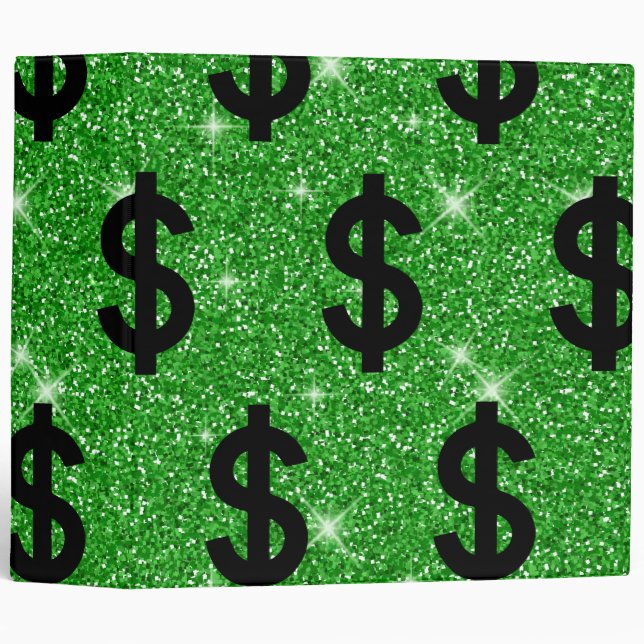 Black Dollar Sign Money Entrepreneur Wall Street 3 Ring Binder (Front/Spine)