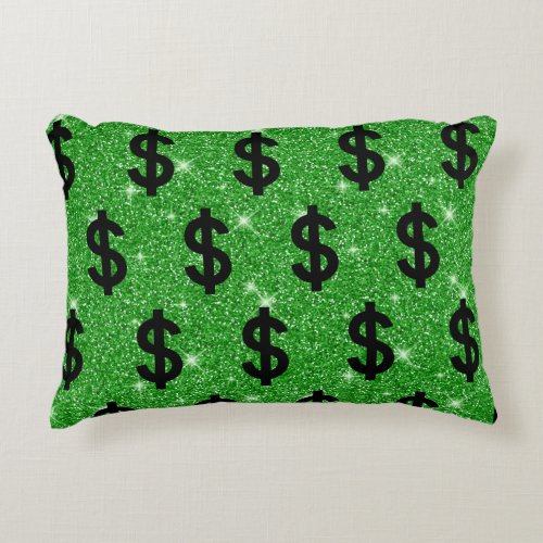 Black Dollar Sign Money Entrepreneur Wall Street Accent Pillow