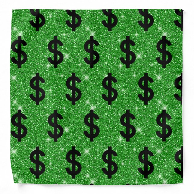 Black Dollar Sign Money Entrepreneur Wall Street Bandana (Front)