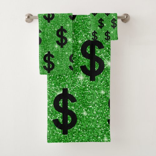 Black Dollar Sign Money Entrepreneur Wall Street Bath Towel Set