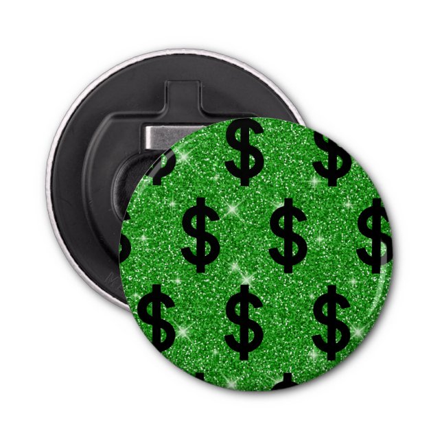 Black Dollar Sign Money Entrepreneur Wall Street Bottle Opener (Front)