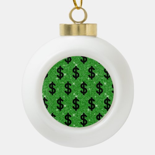 Black Dollar Sign Money Entrepreneur Wall Street Ceramic Ball Christmas Ornament