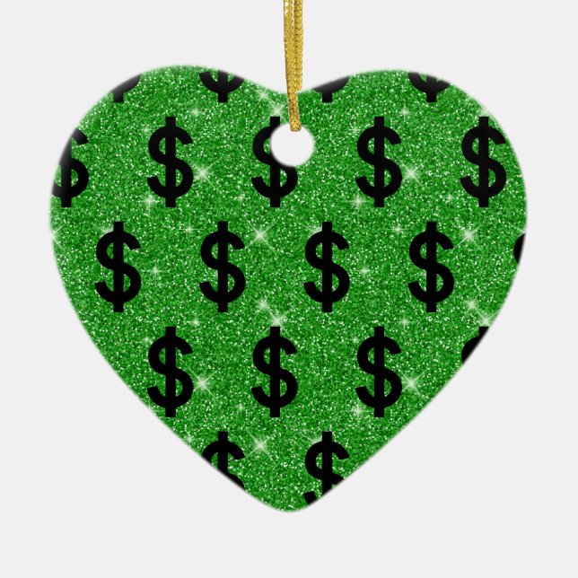 Black Dollar Sign Money Entrepreneur Wall Street Ceramic Ornament (Front)