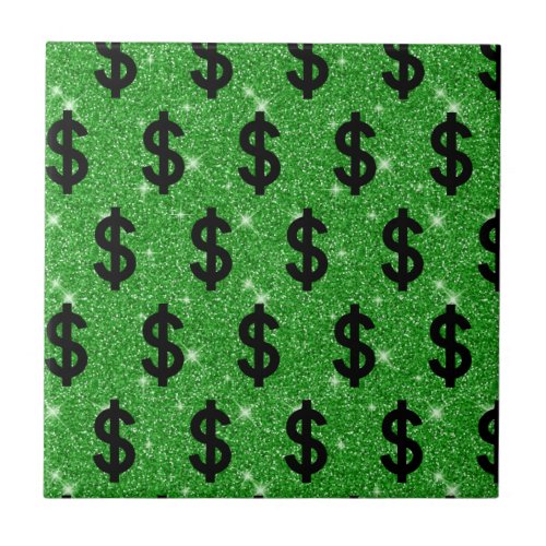Black Dollar Sign Money Entrepreneur Wall Street Ceramic Tile