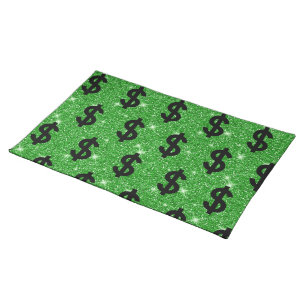 Black Dollar Sign Money Entrepreneur Wall Street Cloth Placemat