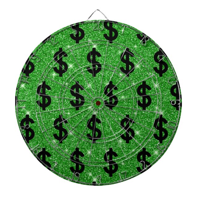 Black Dollar Sign Money Entrepreneur Wall Street Dart Board (Front)