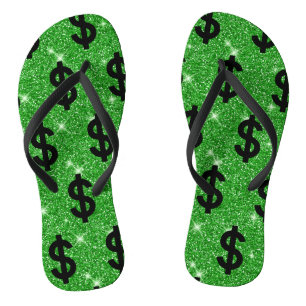 Black Dollar Sign Money Entrepreneur Wall Street Flip Flops
