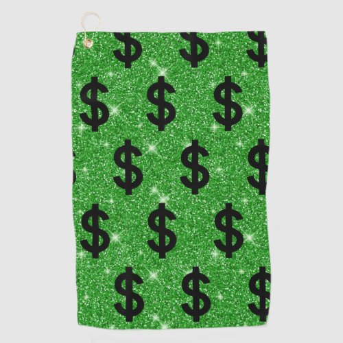 Black Dollar Sign Money Entrepreneur Wall Street Golf Towel