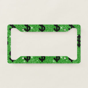 Black Dollar Sign Money Entrepreneur Wall Street License Plate Frame