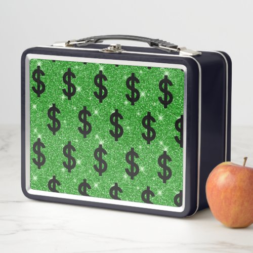 Black Dollar Sign Money Entrepreneur Wall Street Metal Lunch Box