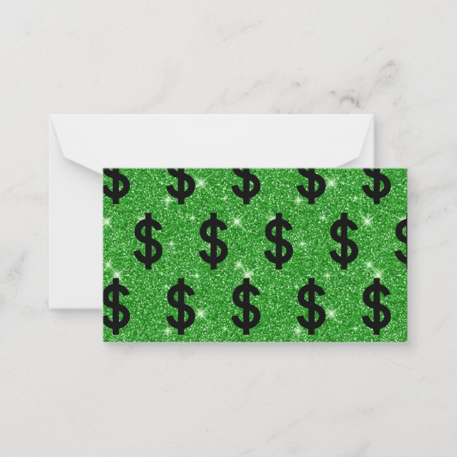Black Dollar Sign Money Entrepreneur Wall Street Note Card (Front)