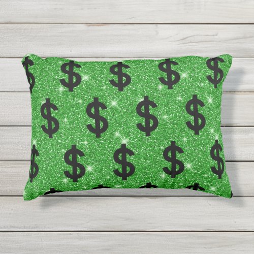 Black Dollar Sign Money Entrepreneur Wall Street Outdoor Pillow