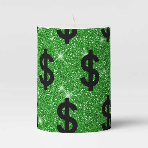 Black Dollar Sign Money Entrepreneur Wall Street Pillar Candle