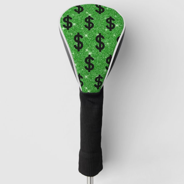 Black Dollar Sign Money Finance Wall Street Style Golf Head Cover (Front)