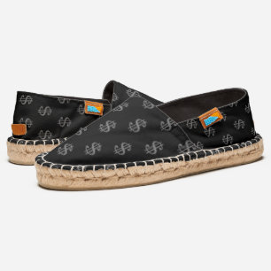 Black Dollar Sign Winner Pattern Espadrilles