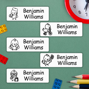 Black Doodle Chicken School Daycare Camp Name Labels