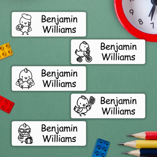 Black Doodle Chicken School Daycare Camp Name Labels