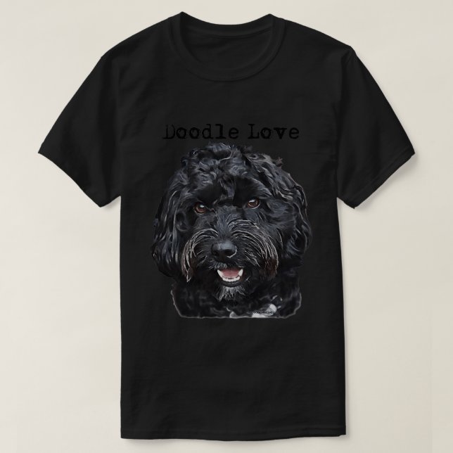 Black Doodle Dog 1  T-Shirt (Design Front)