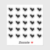 Black Doodle Heart Stickers