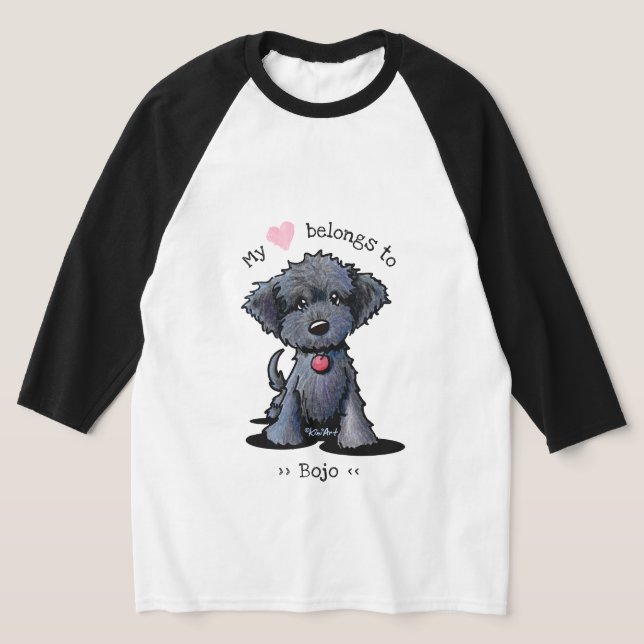 Black Doodle Pup My Heart Belongs T-Shirt (Laydown)