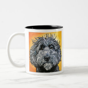 Black doodle Two-Tone coffee mug