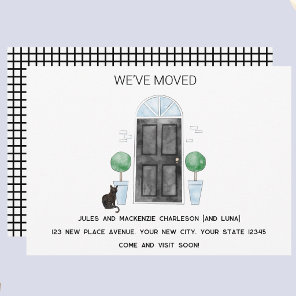 Black Door and Cat We Have Moved New Home Announcement