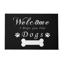Black Doormat Welcome I Hope You Like Dogs
