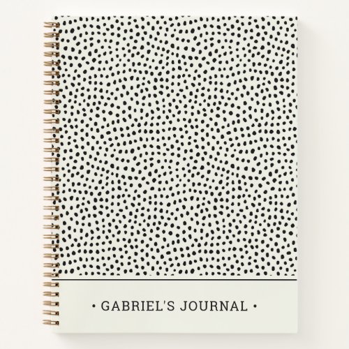 Black Dot Pattern  Add Your Name Notebook