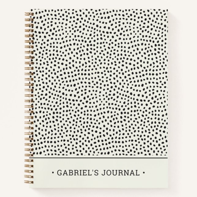 Black Dot Pattern | Add Your Name Notebook (Front)