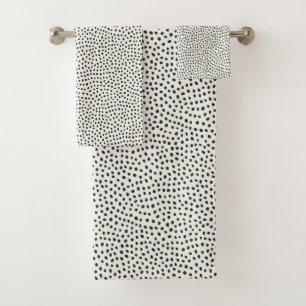 Black Dot Pattern Bath Towel Set