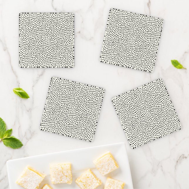 Black Dot Pattern Coaster Set (In Situ)