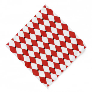 Black Dot Red and White Harlequin Bandana