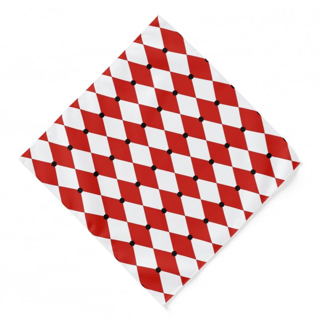 Black Dot Red and White Harlequin Bandana (Front)