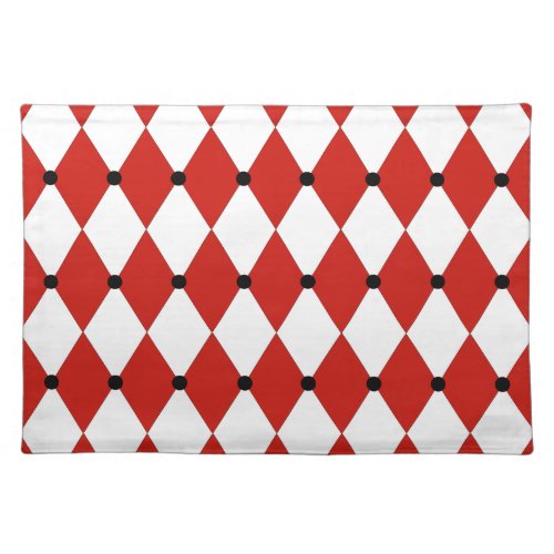 Black Dot Red and White Harlequin Cloth Placemat