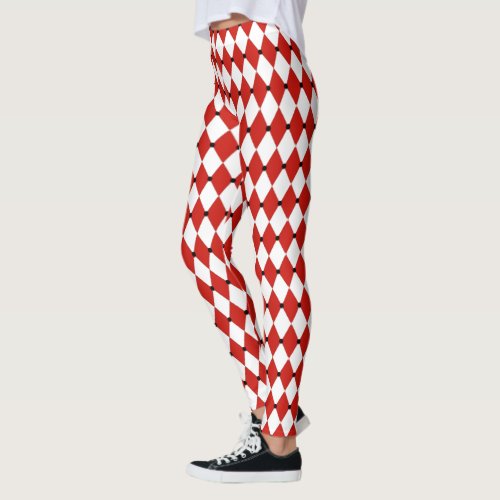 Black Dot Red and White Harlequin Leggings