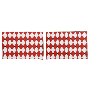 Black Dot Red and White Harlequin Pillow Case