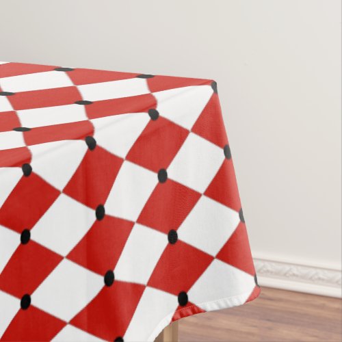 Black Dot Red and White Harlequin Tablecloth