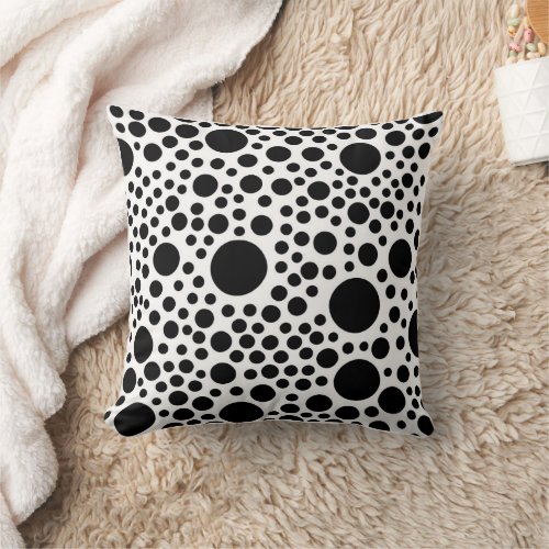 Black Dot Throw Pillow _ White Background